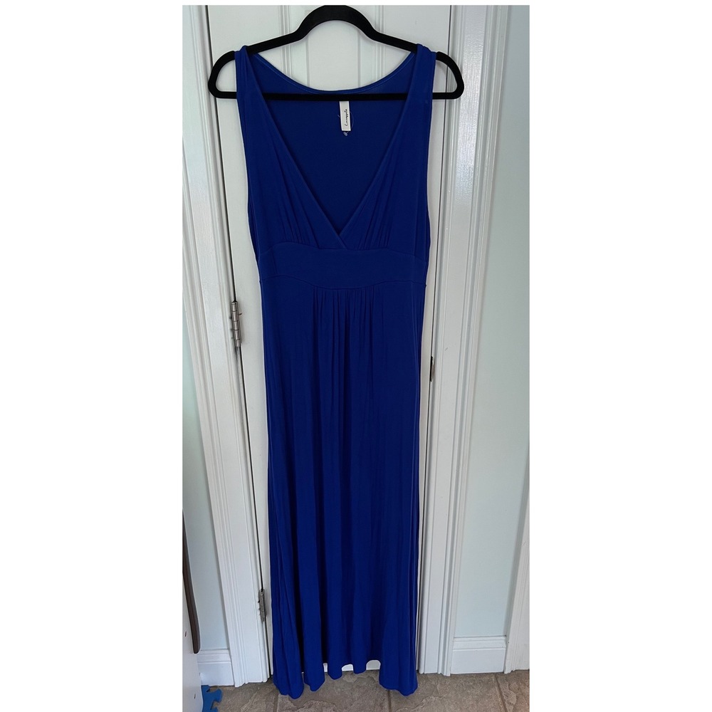 Loveappella Womens Royal Blue V-Neck Empire Waist Sleeveless Maxi Dress XL W6246